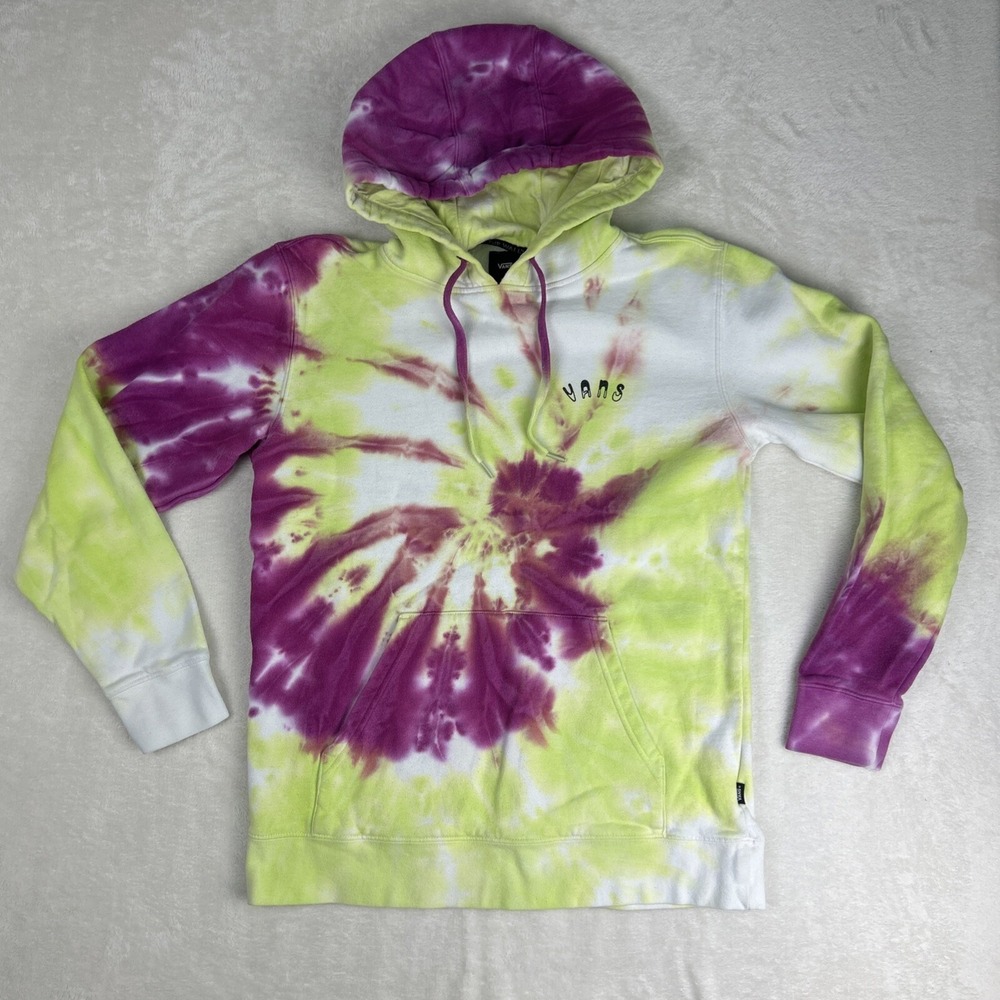 Vans Hoodie Adult Small Green Purple Tie Dye Off The Wall Skater Fleece Pullover